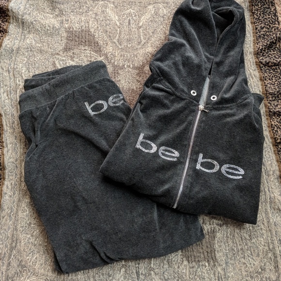 bebe velour sweatsuit